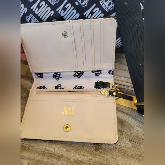 Juicy Couture Mini Backpack Purse And Wallet Black Status Gothic Stripe - Picture 4 of 6